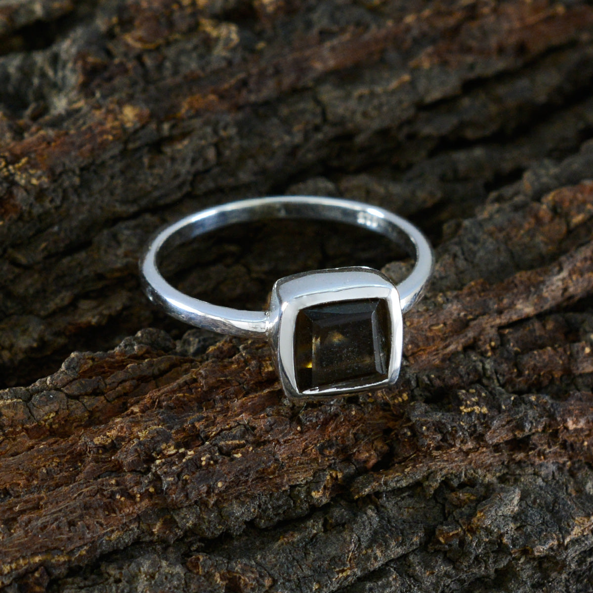 Aiko Contemporary Brown Solitaire Ring