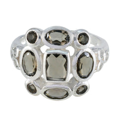 Hanna Signet Brown Navratna Ring Smoky Quartz Brown