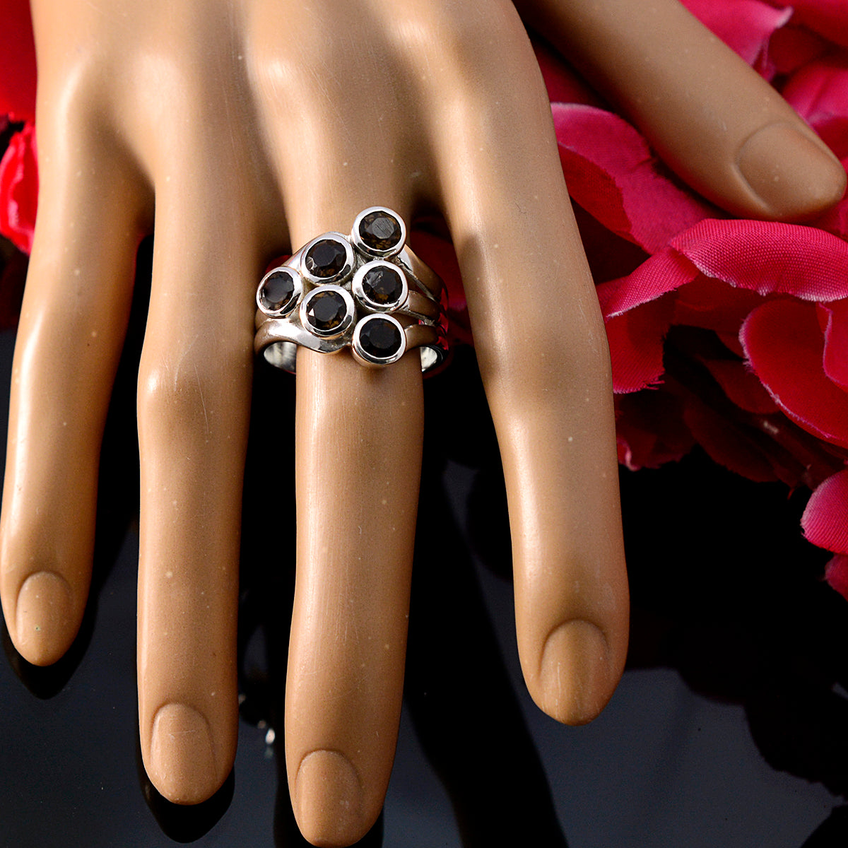 Lili Contemporary Brown Hexa Ring