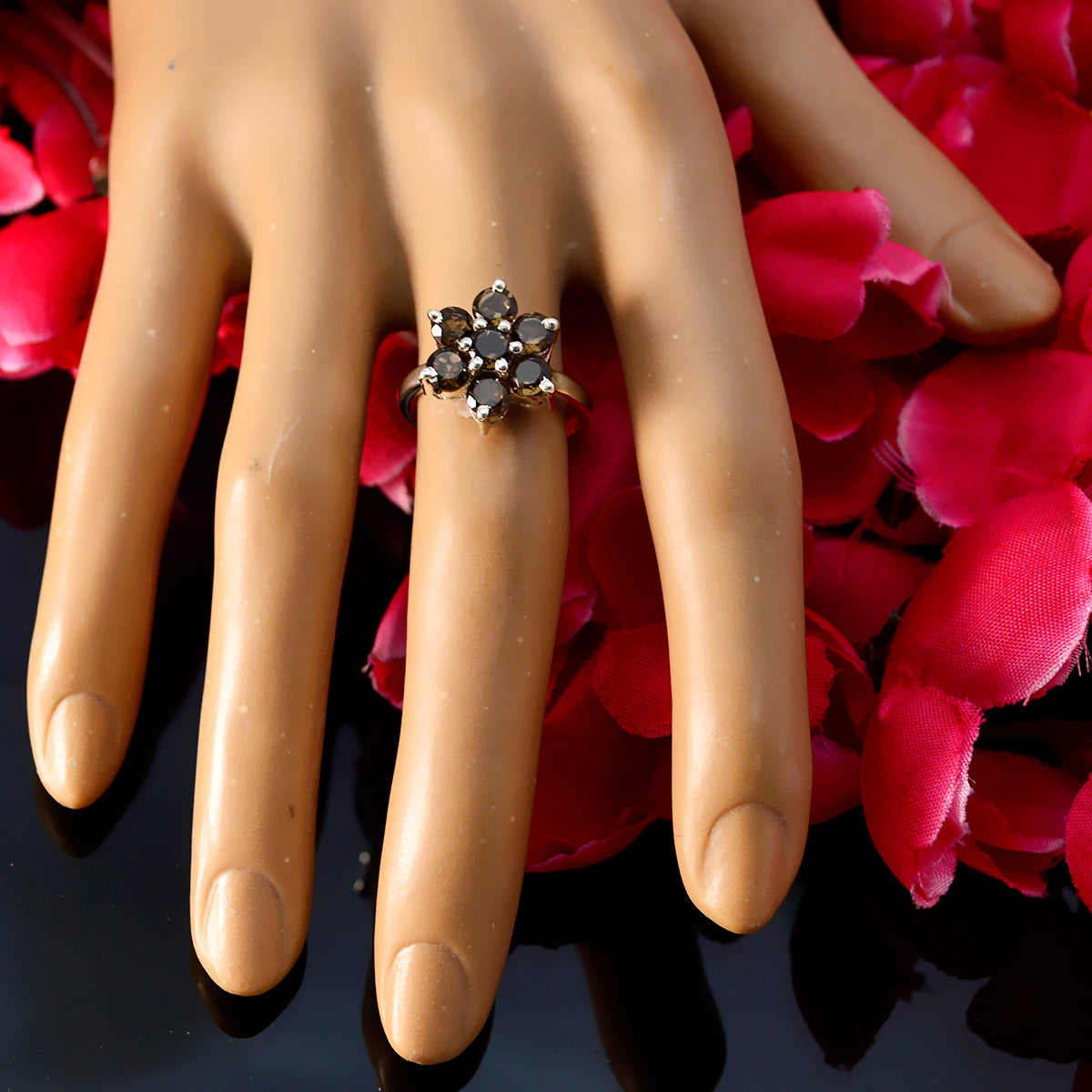 Nella Floral Brown Hepta Ring