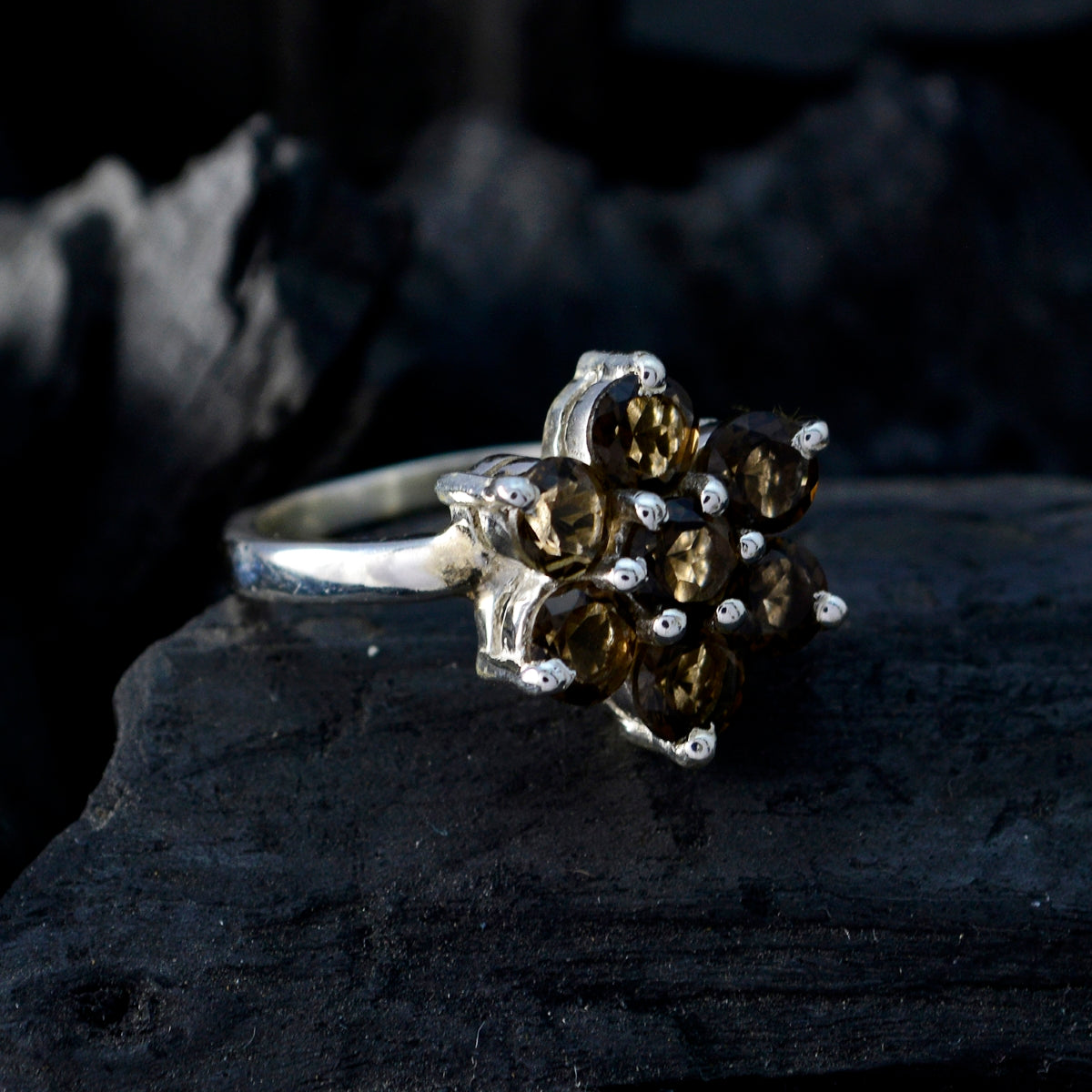 Nella Floral Brown Hepta Ring