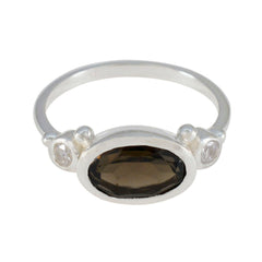 Ananya Romantic Brown Trilogy Ring Smoky Quartz Brown