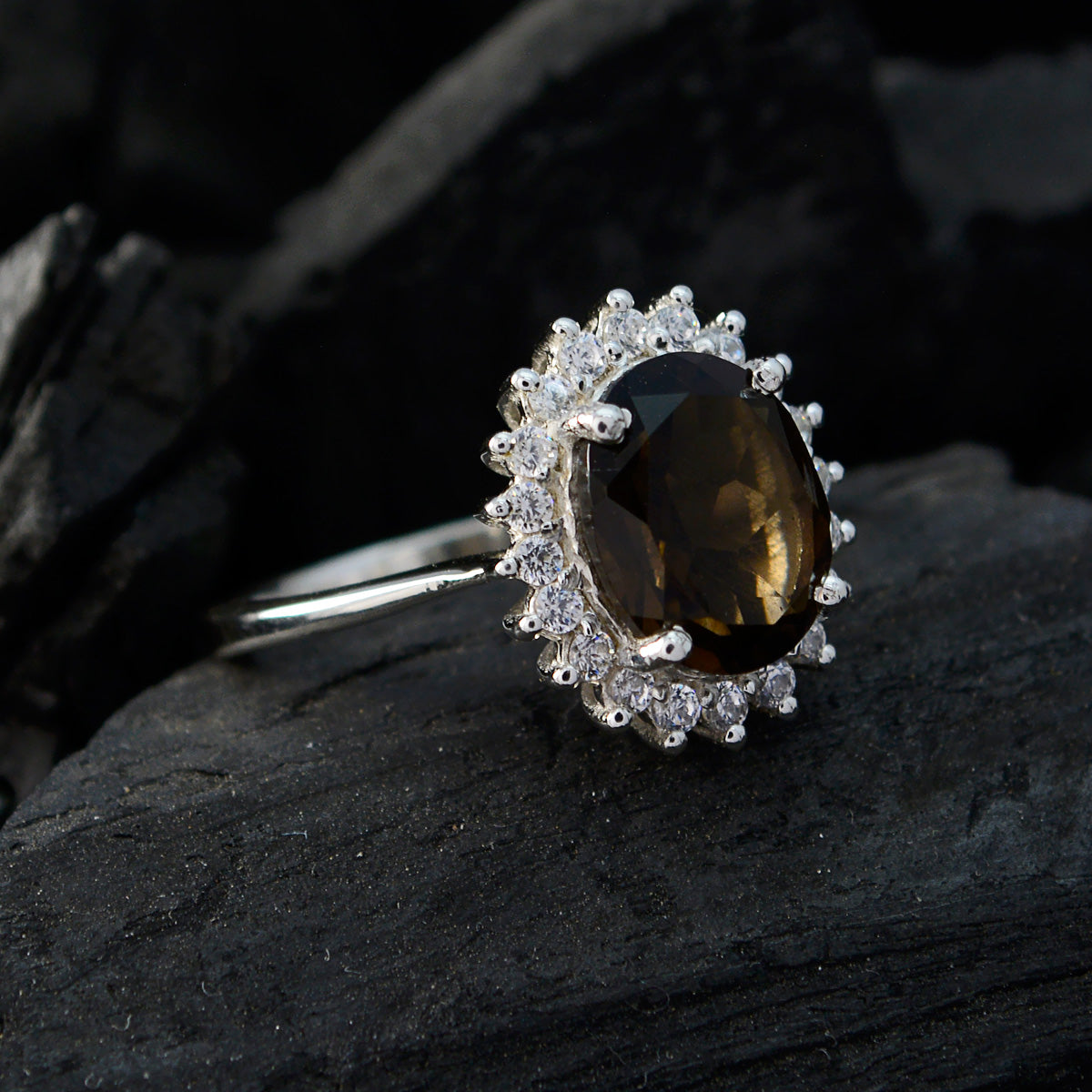 Aiko Graceful Brown Halo Ring