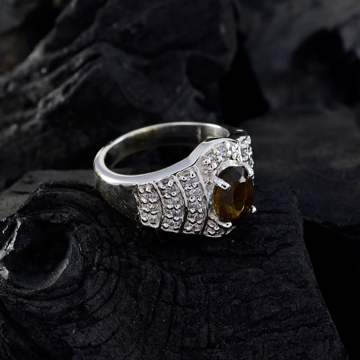 Zoe Graceful Brown Halo Ring