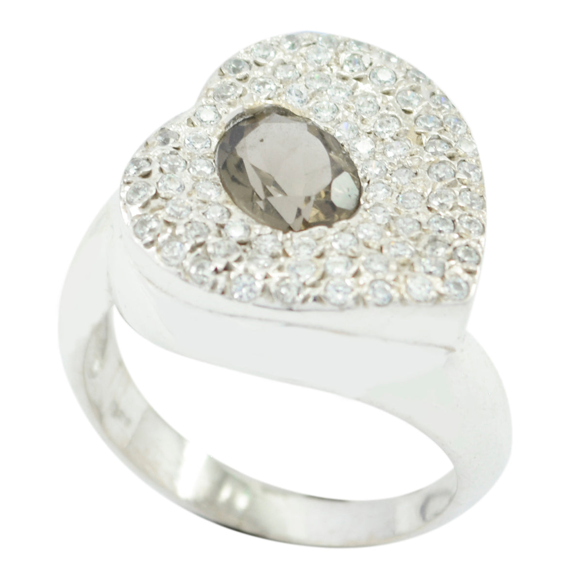 Ayesha Abstract Brown Halo Ring smoky quartz Brown