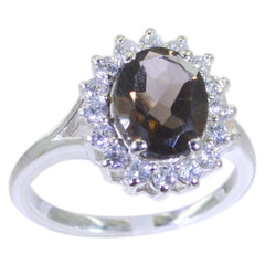 Liyana Boho Brown Halo Ring smoky quartz Brown