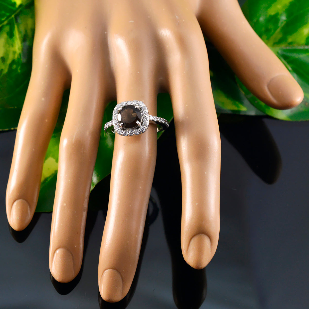 Ines Glamorous Brown Halo Ring