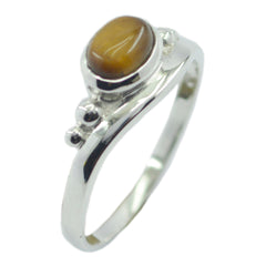 Min-seo Graceful Brown Solitaire Ring Tiger Eye Brown