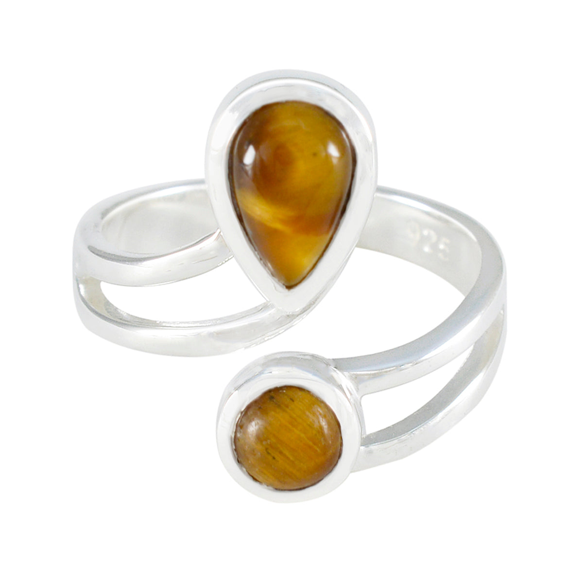 Dewi Luxurious Brown Toi et Moi Ring Tiger Eye Brown