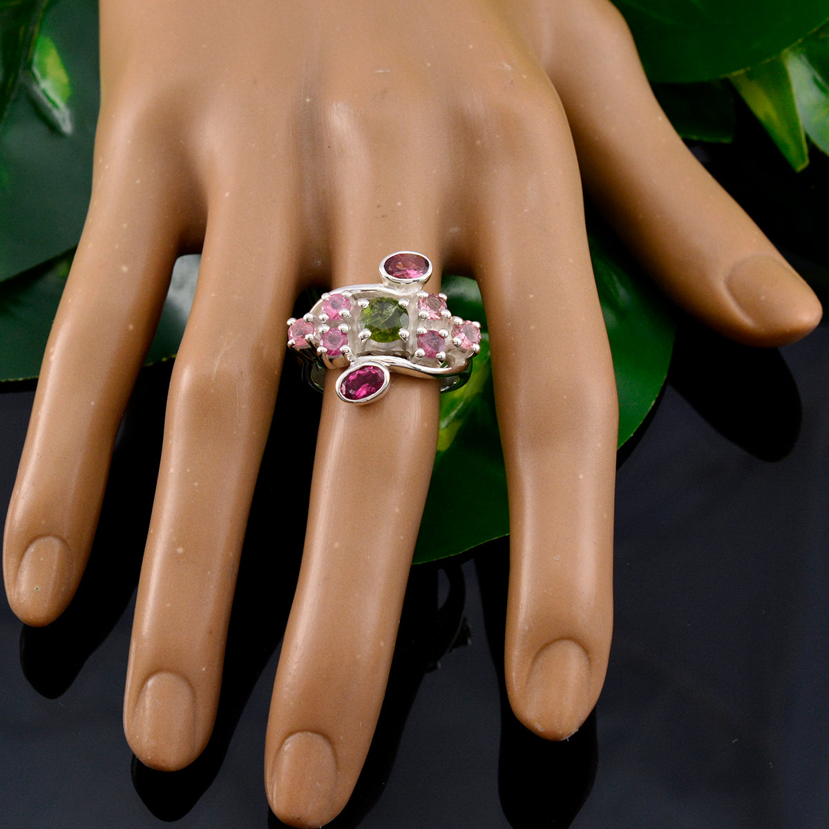 Elena Contemporary multicolor Navratna Ring