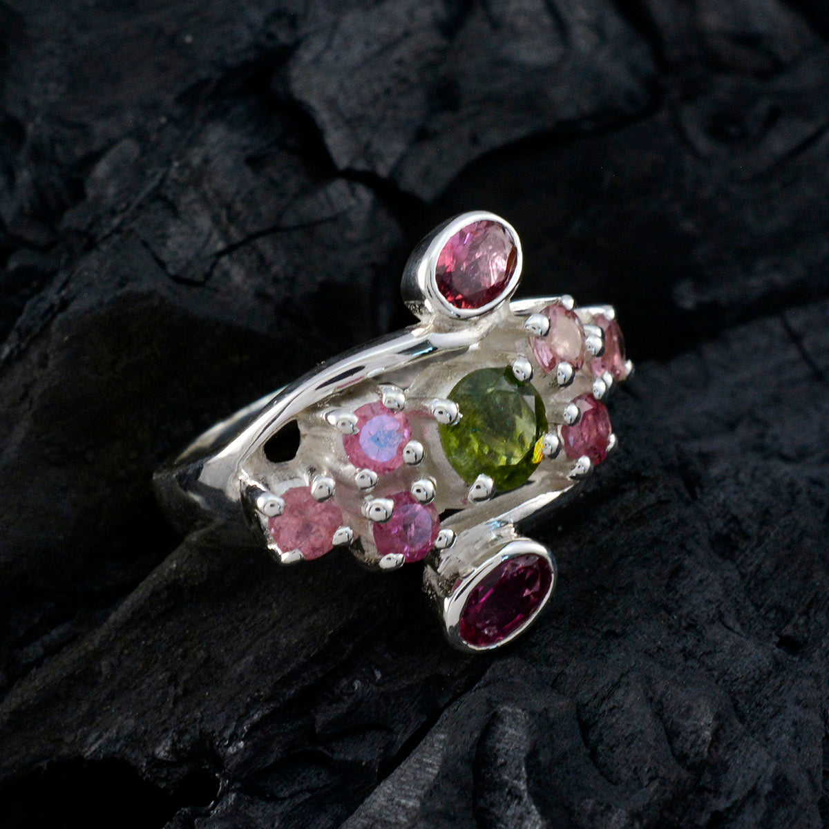 Elena Contemporary multicolor Navratna Ring