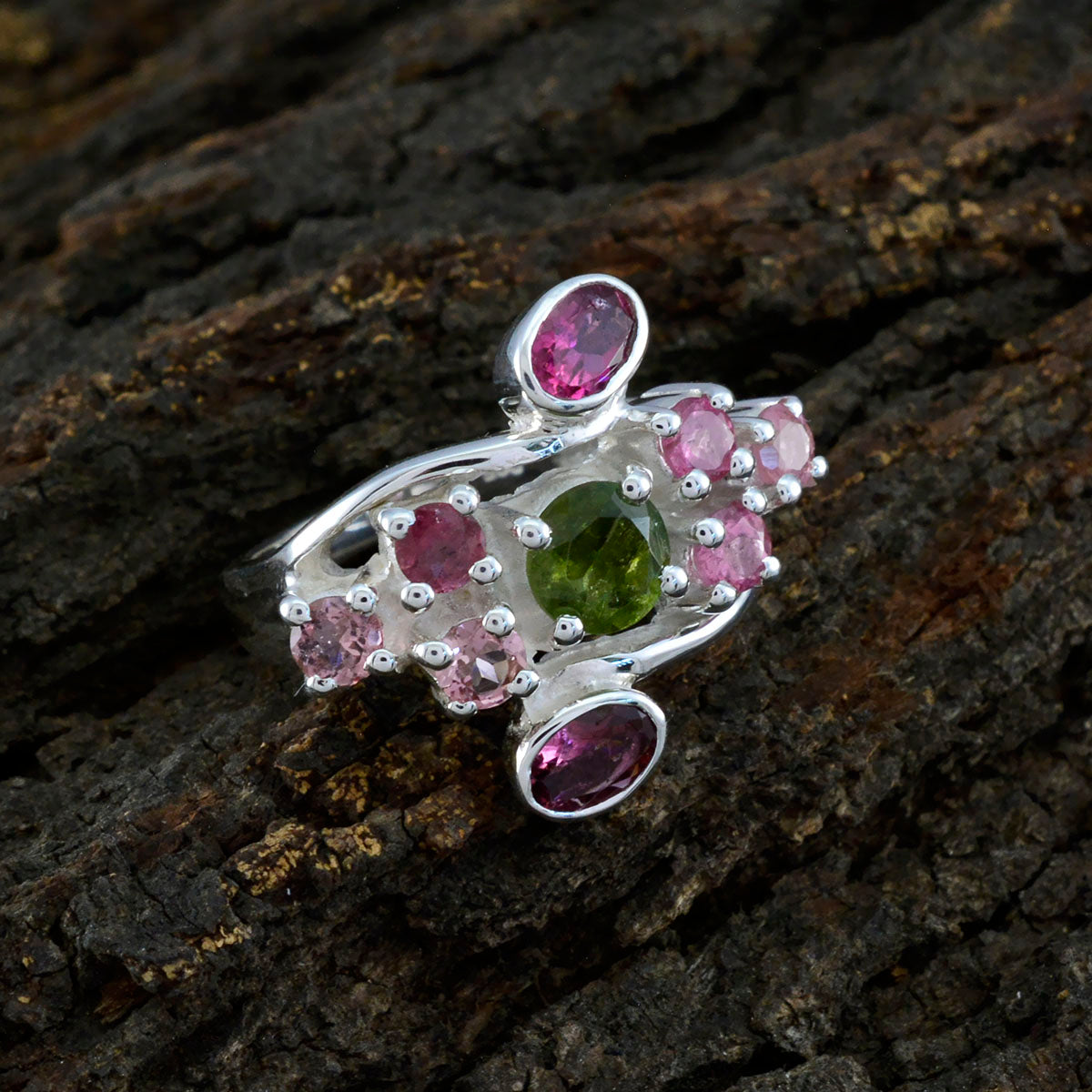 Elena Contemporary multicolor Navratna Ring