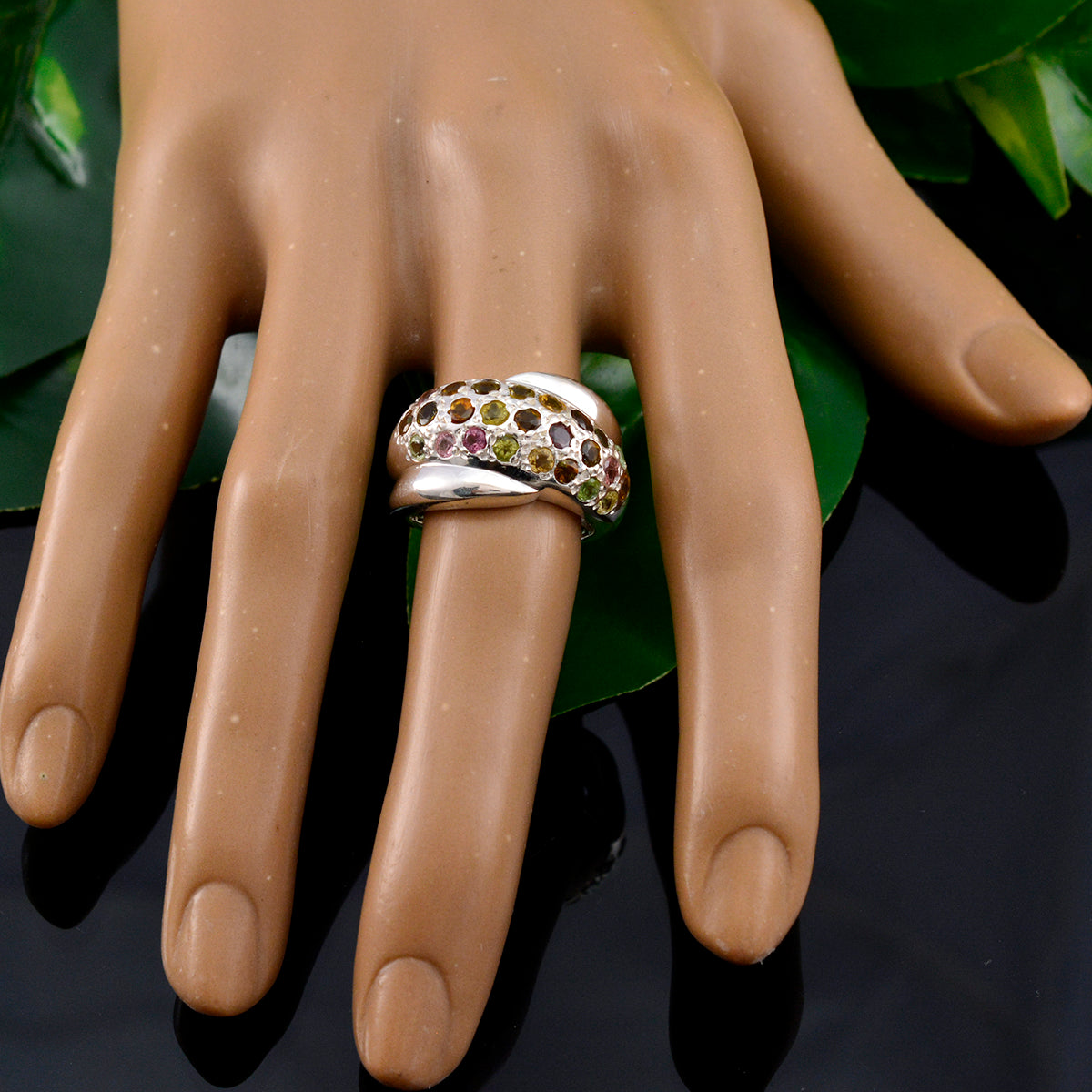 Sofía Abstract multicolor multiple Ring