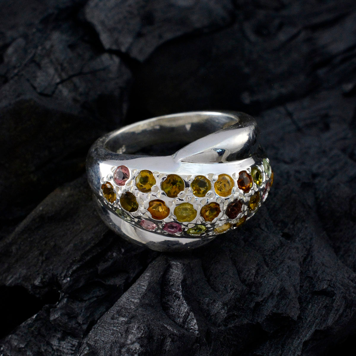 Sofía Abstract multicolor multiple Ring