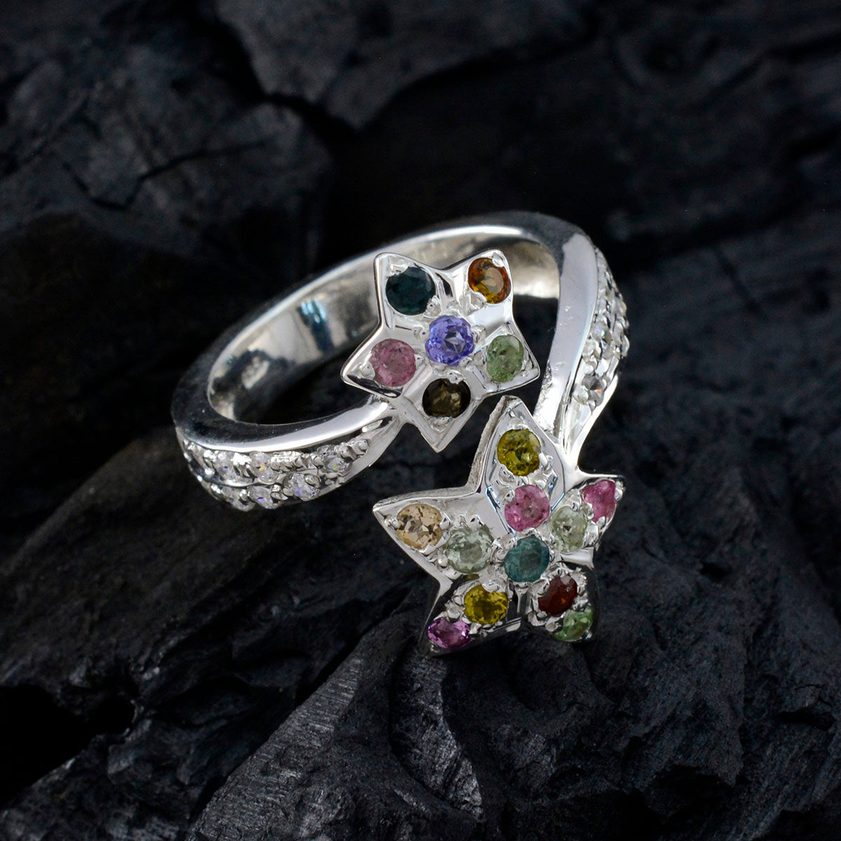 Zoe Contemporary multicolor multiple Ring