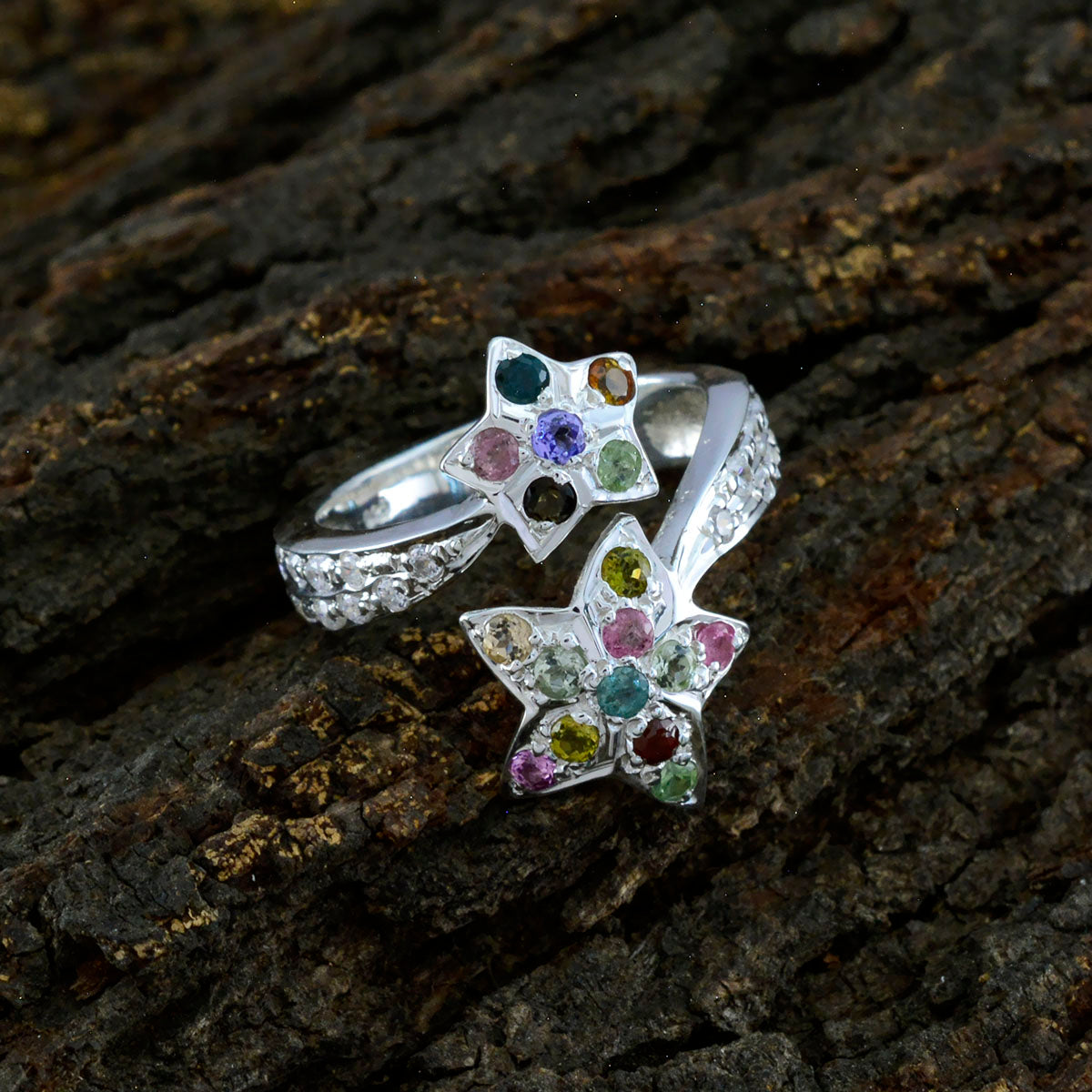 Zoe Contemporary multicolor multiple Ring