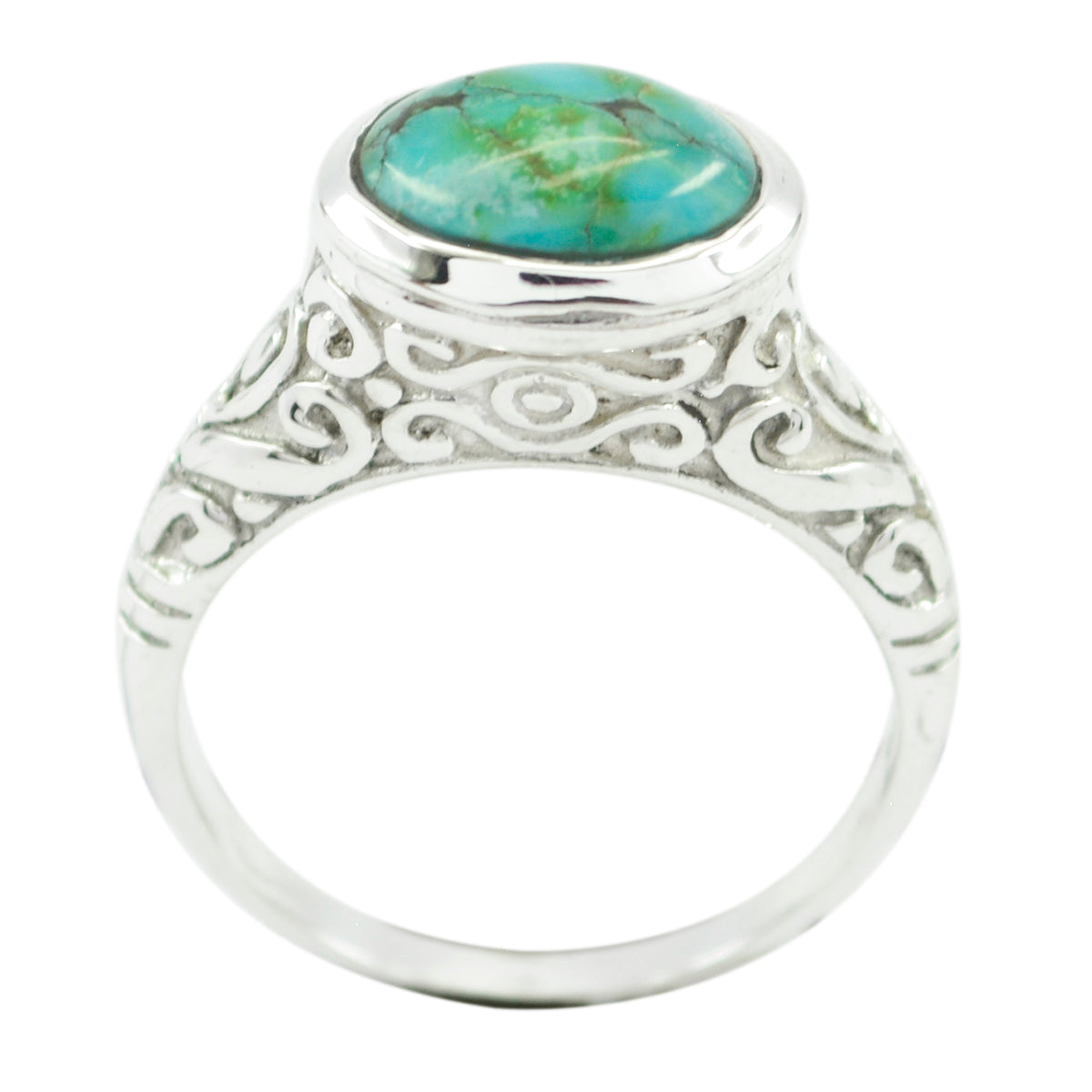 Angel Art Deco Turquoise Solitaire Ring Turquoise Blue