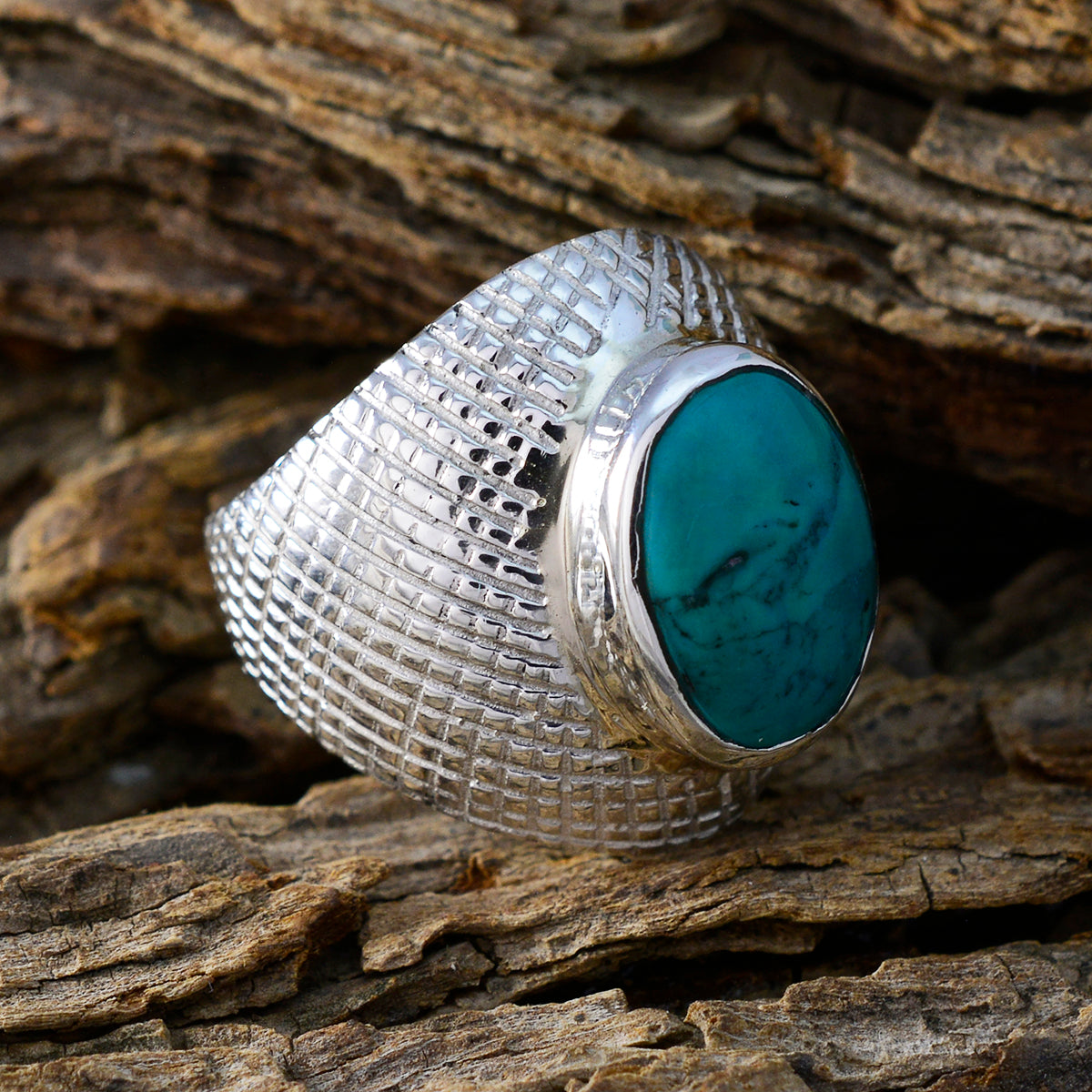 Elena engravings Turquoise Solitaire Ring