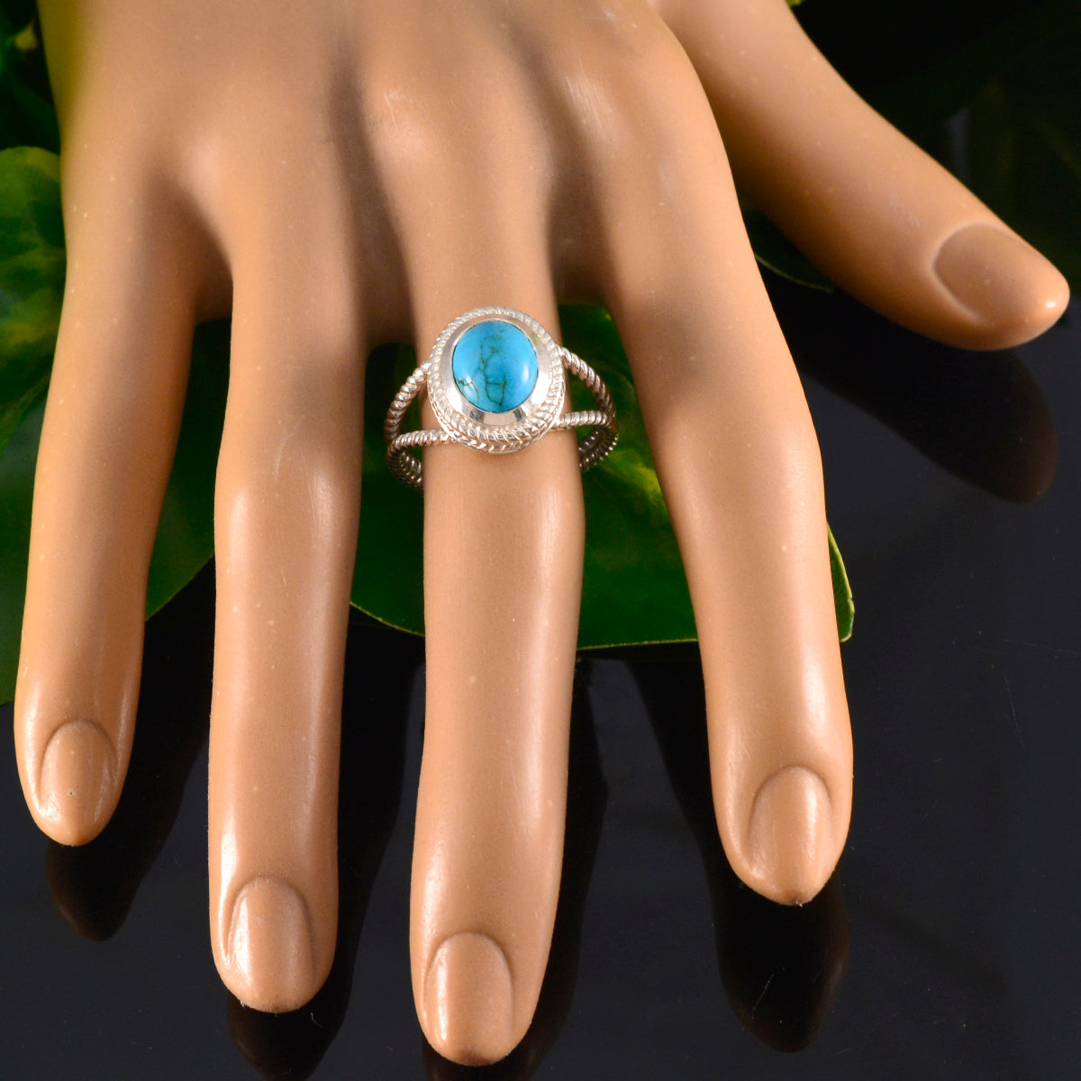 Greta Rope-Wire Turquoise Solitaire Ring