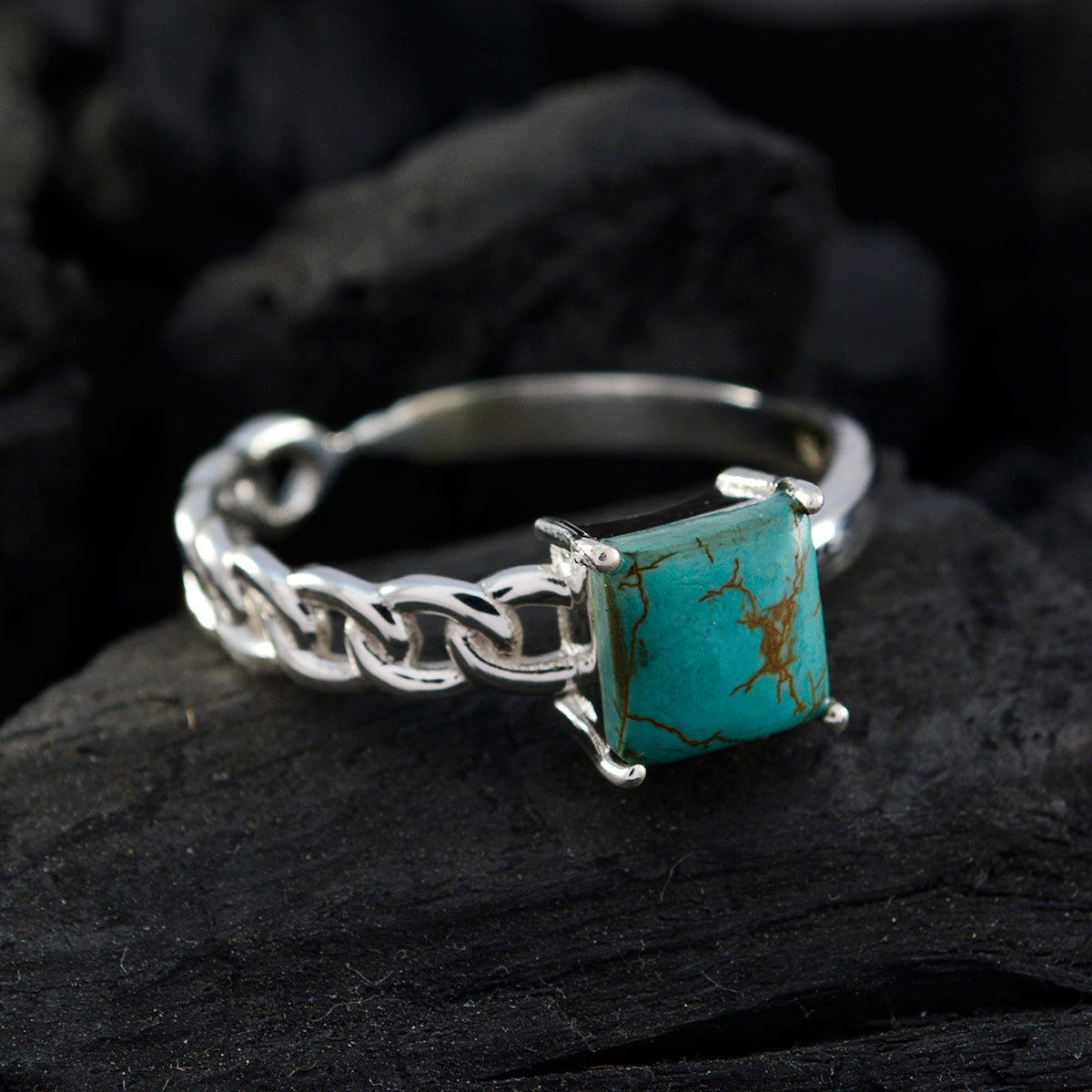 Rina Feminine Turquoise Solitaire Ring