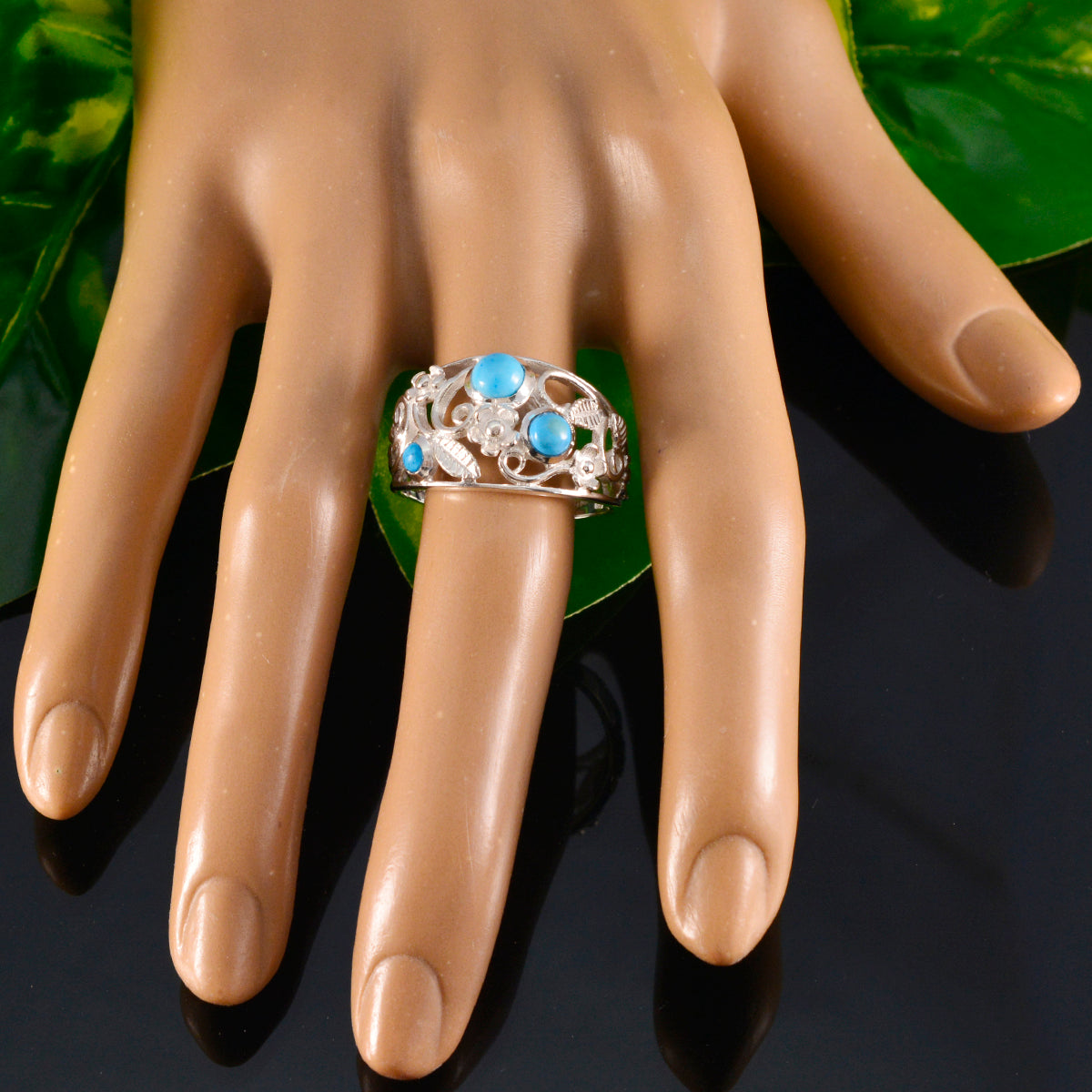 Meera Abstract Turquoise Trilogy Ring