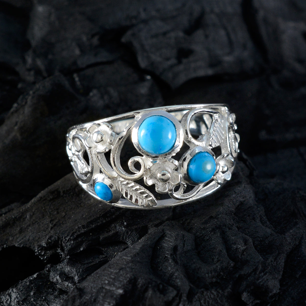 Meera Abstract Turquoise Trilogy Ring