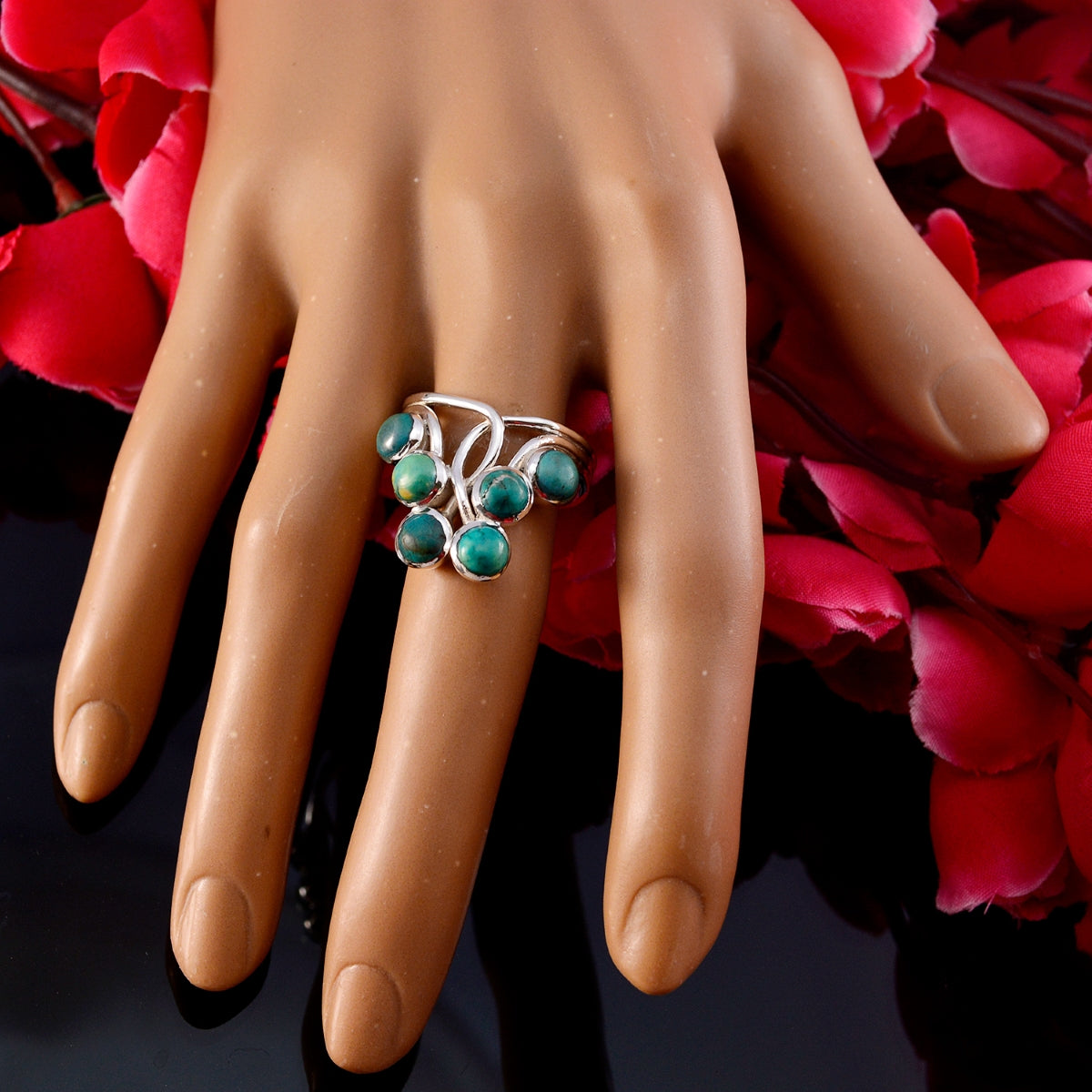 lara Contemporary Turquoise Hexa Ring