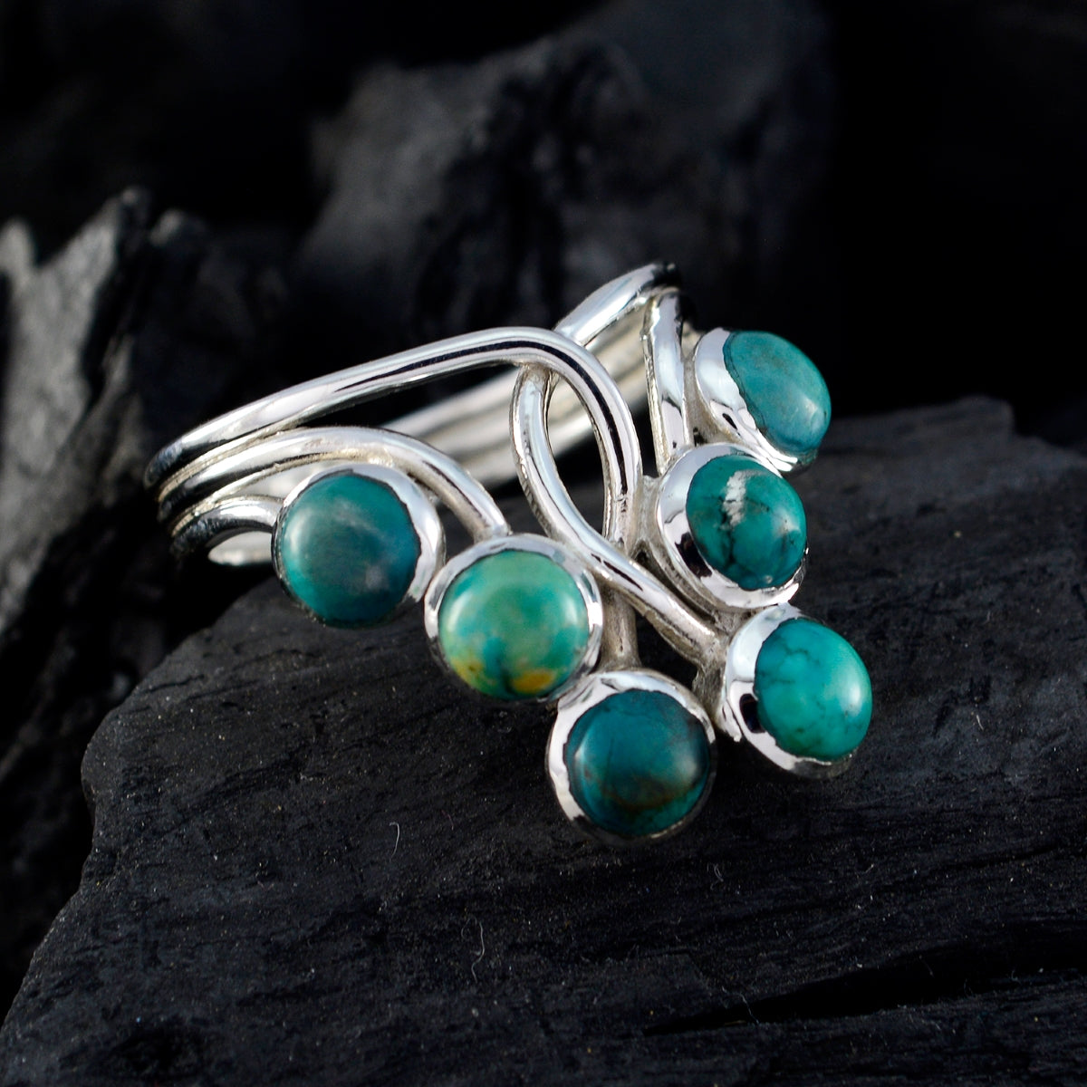 lara Contemporary Turquoise Hexa Ring