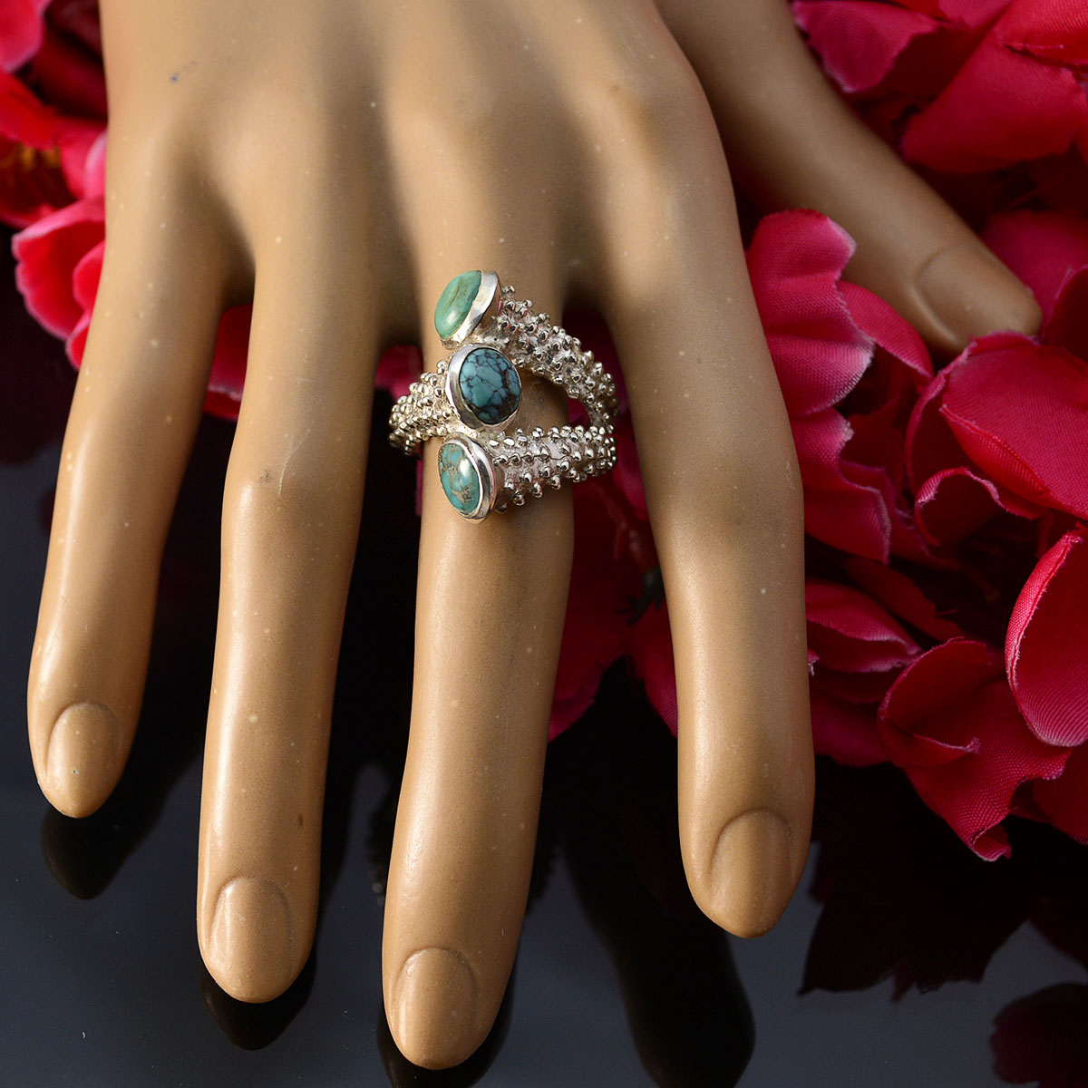 Natalie Contemporary Turquoise Trilogy Ring