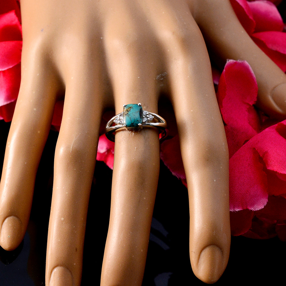 Lily Abstract Turquoise Halo Ring