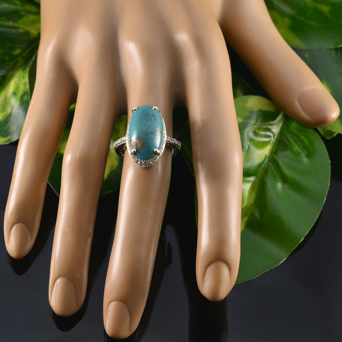 Ellie Sophisticated Turquoise Halo Ring