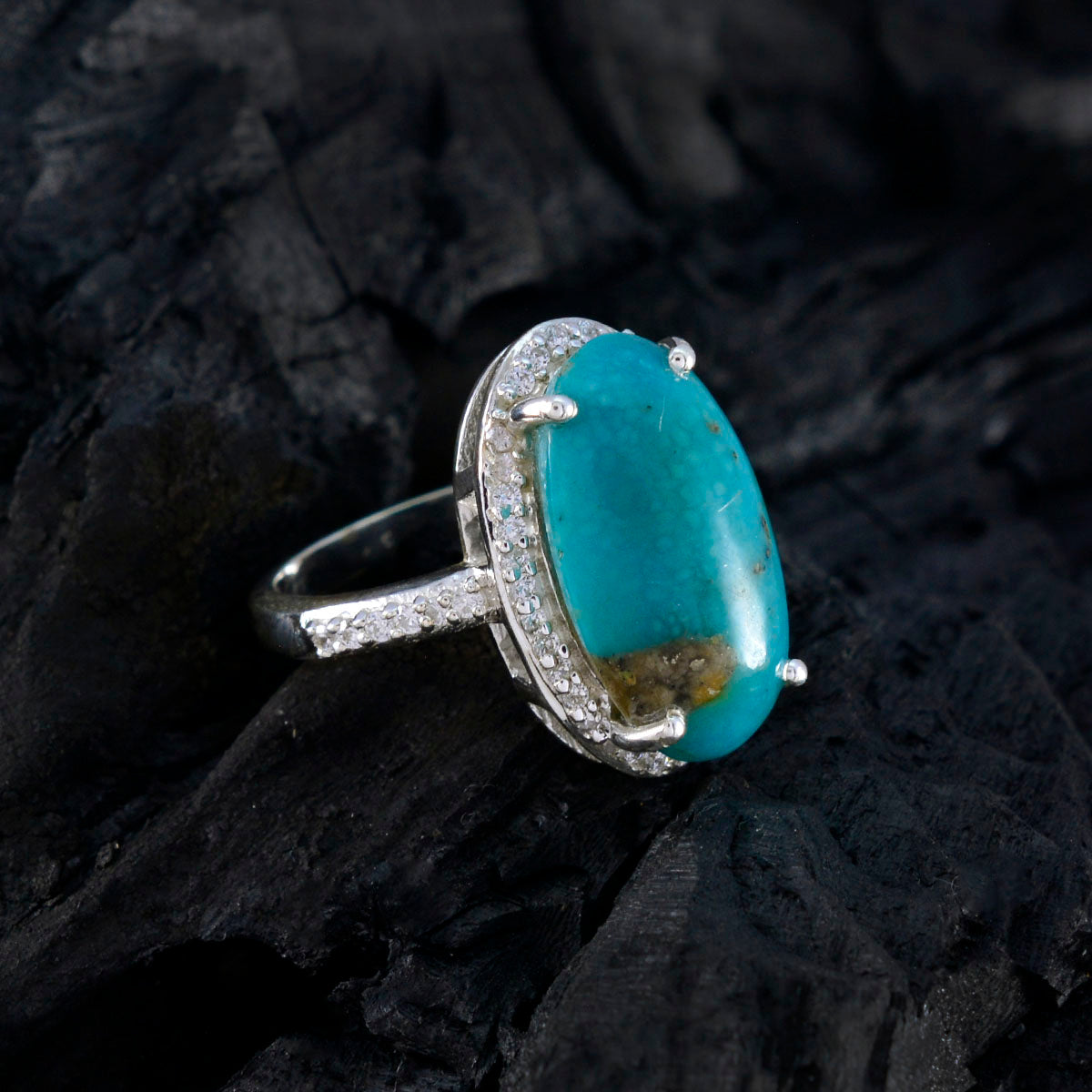 Ellie Sophisticated Turquoise Halo Ring