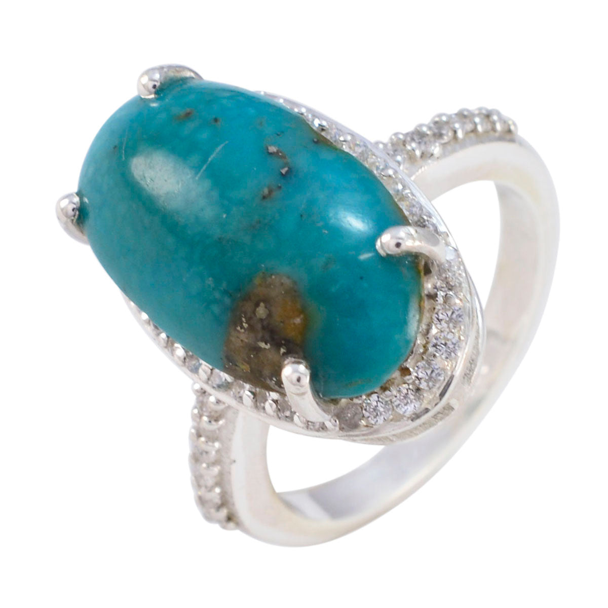 Ellie Sophisticated Turquoise Halo Ring Turquoise Blue
