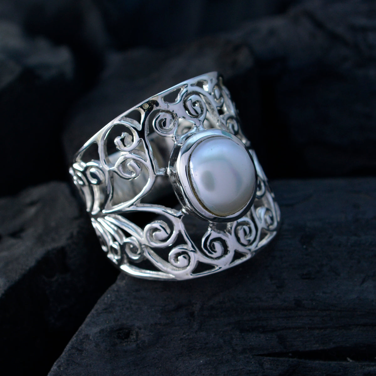 Leah Filigree White Solitaire Ring