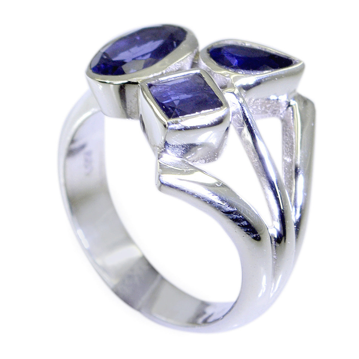 Alina Abstract Blue Trilogy Ring with Gemstone Design