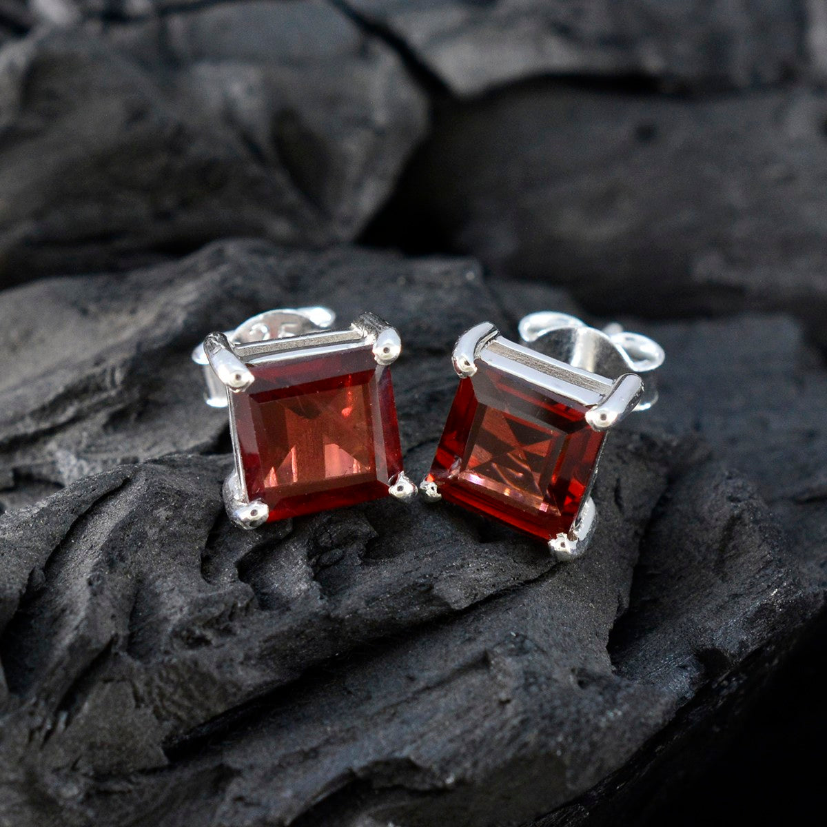 Aiko Red Solitaire Earrings for Everyday Glamour