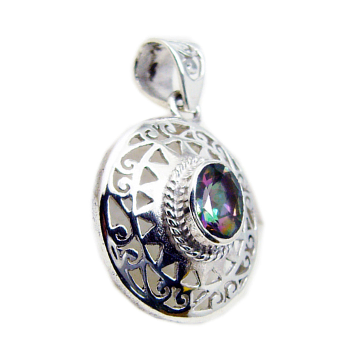Nora Art Deco Chunky Pendant with Colorful Gemstone Mystic Quartz multicolor Multicolor