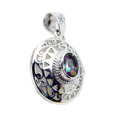 Nora Art Deco Chunky Pendant with Colorful Gemstone Mystic Quartz multicolor Multicolor