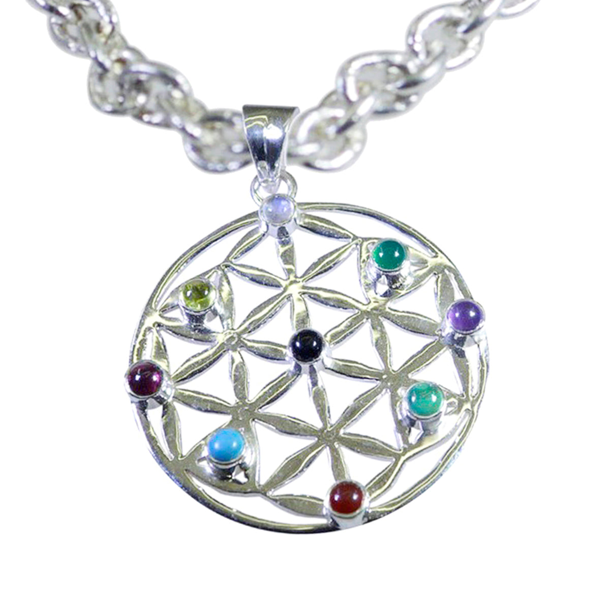 Luna Art-Deco Multicolor Pendant for Fashion Lovers Multi Stone multicolor Multicolor