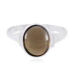 Ines Artisan Brown Solitaire Ring in Sterling Silver