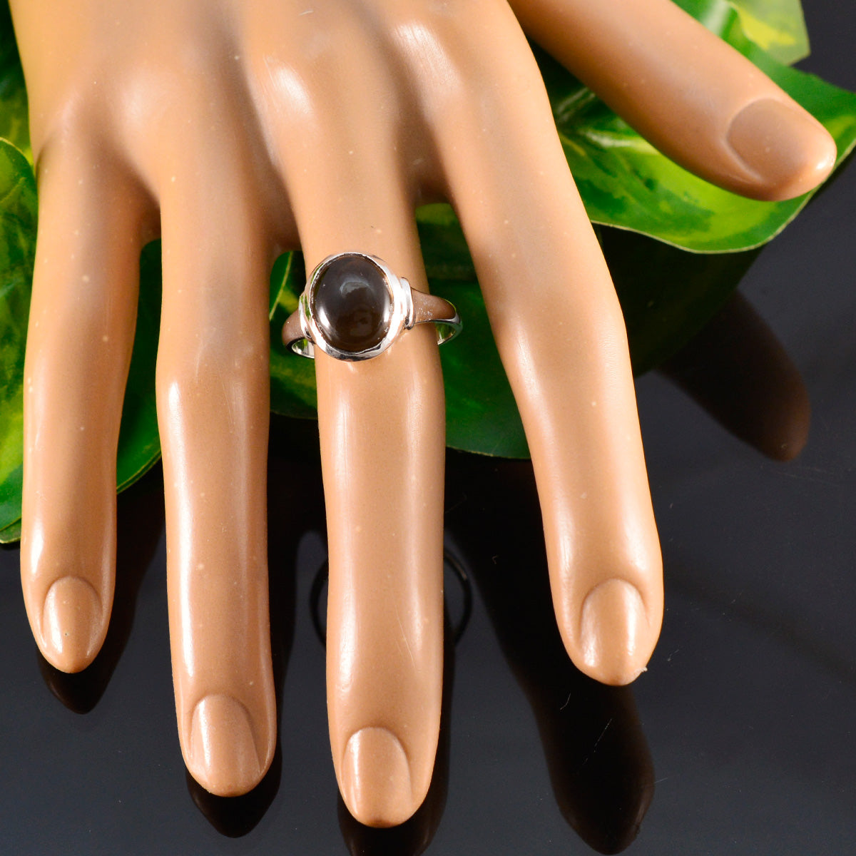 Ines Artisan Brown Solitaire Ring in Sterling Silver