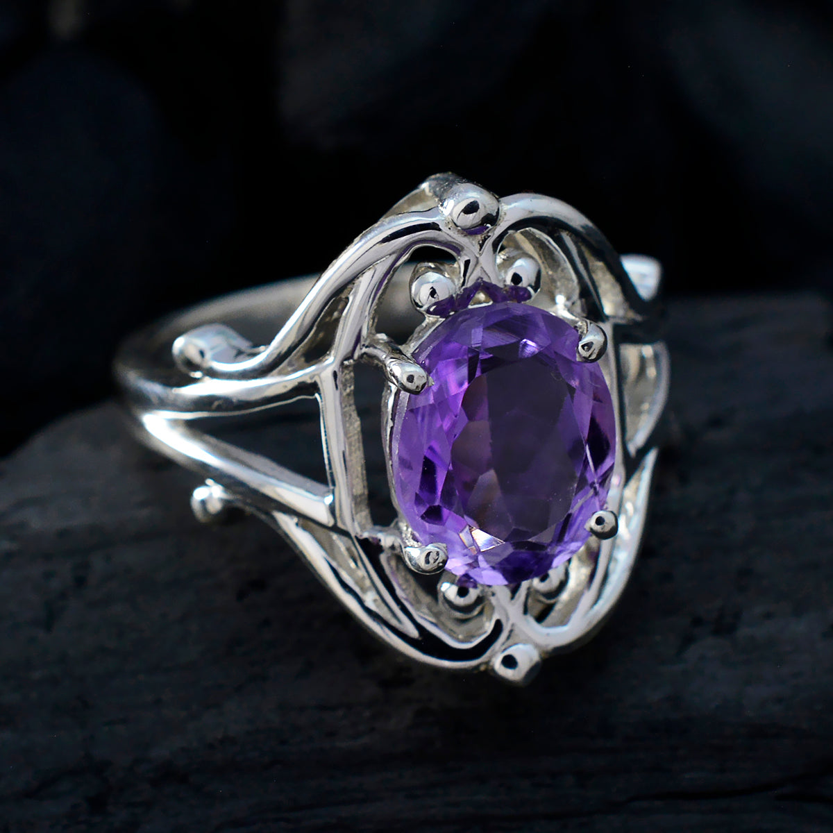 Natalie Artisan Purple Solitaire Ring
