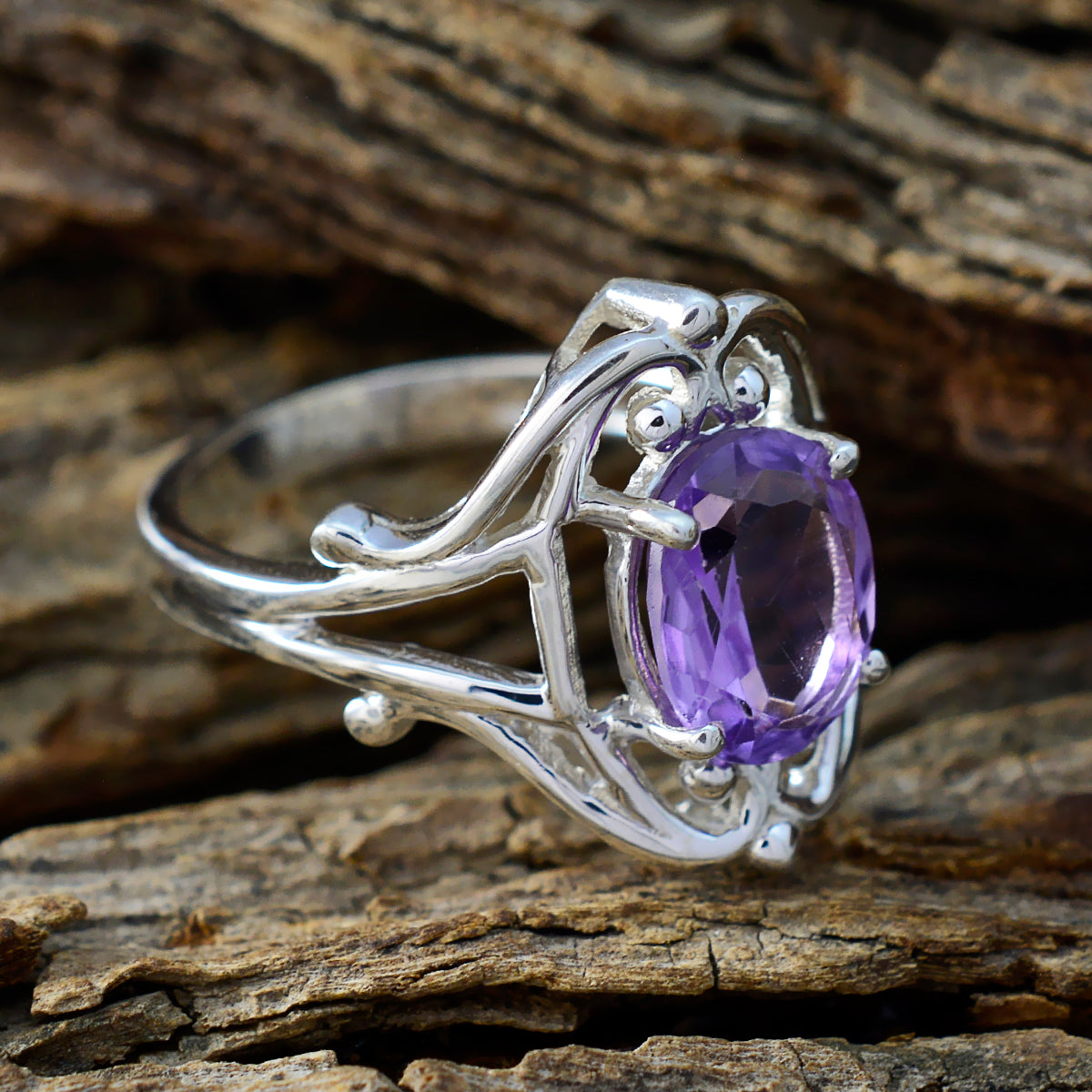 Natalie Artisan Purple Solitaire Ring