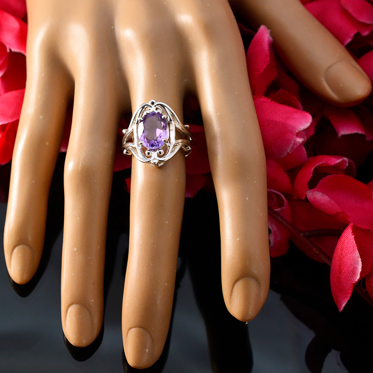 Natalie Artisan Purple Solitaire Ring