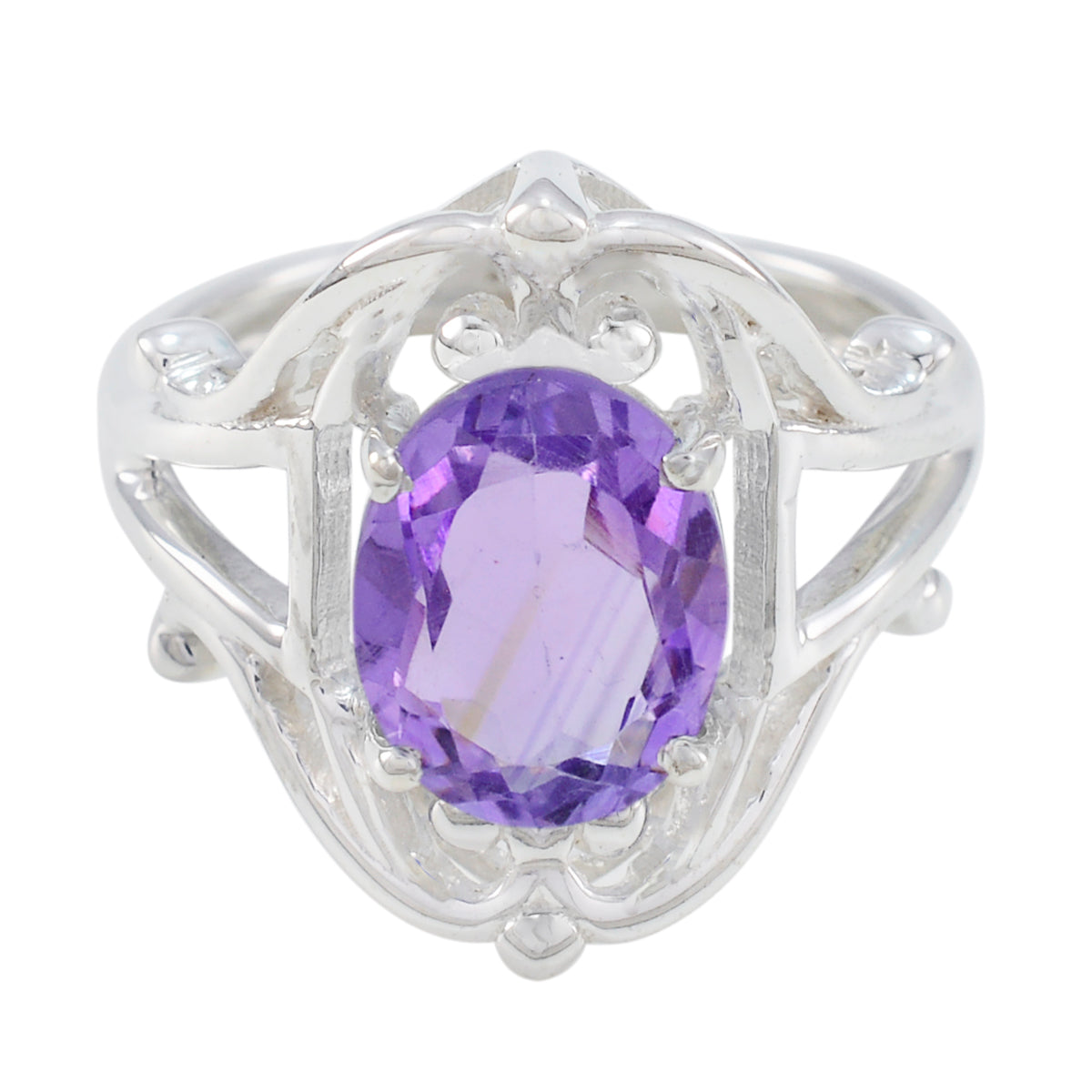 Natalie Artisan Purple Solitaire Ring Amethyst Purple