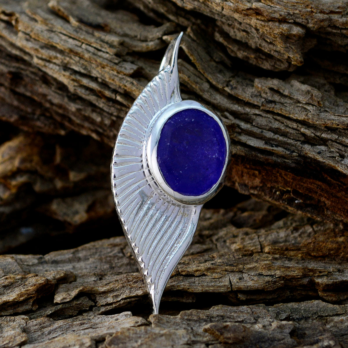 Katharina Blue Gemstone Necklace Pendant in Silver