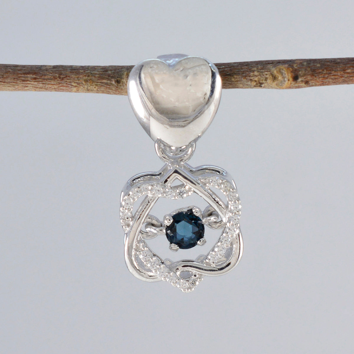 Zoe Blue Gemstone Pendant with Heart Design