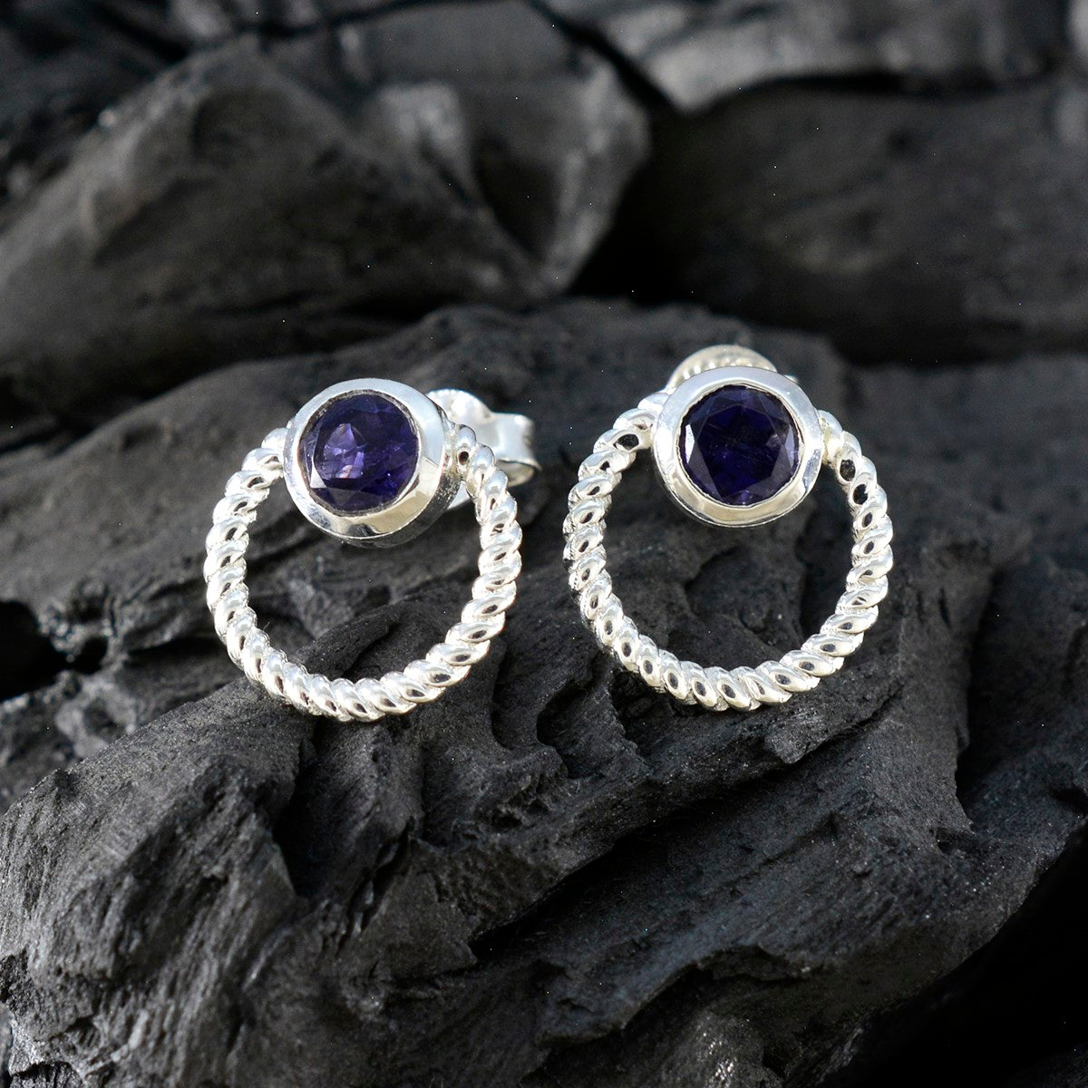Fernanda Blue Solitaire Stud Earrings for All Occasions