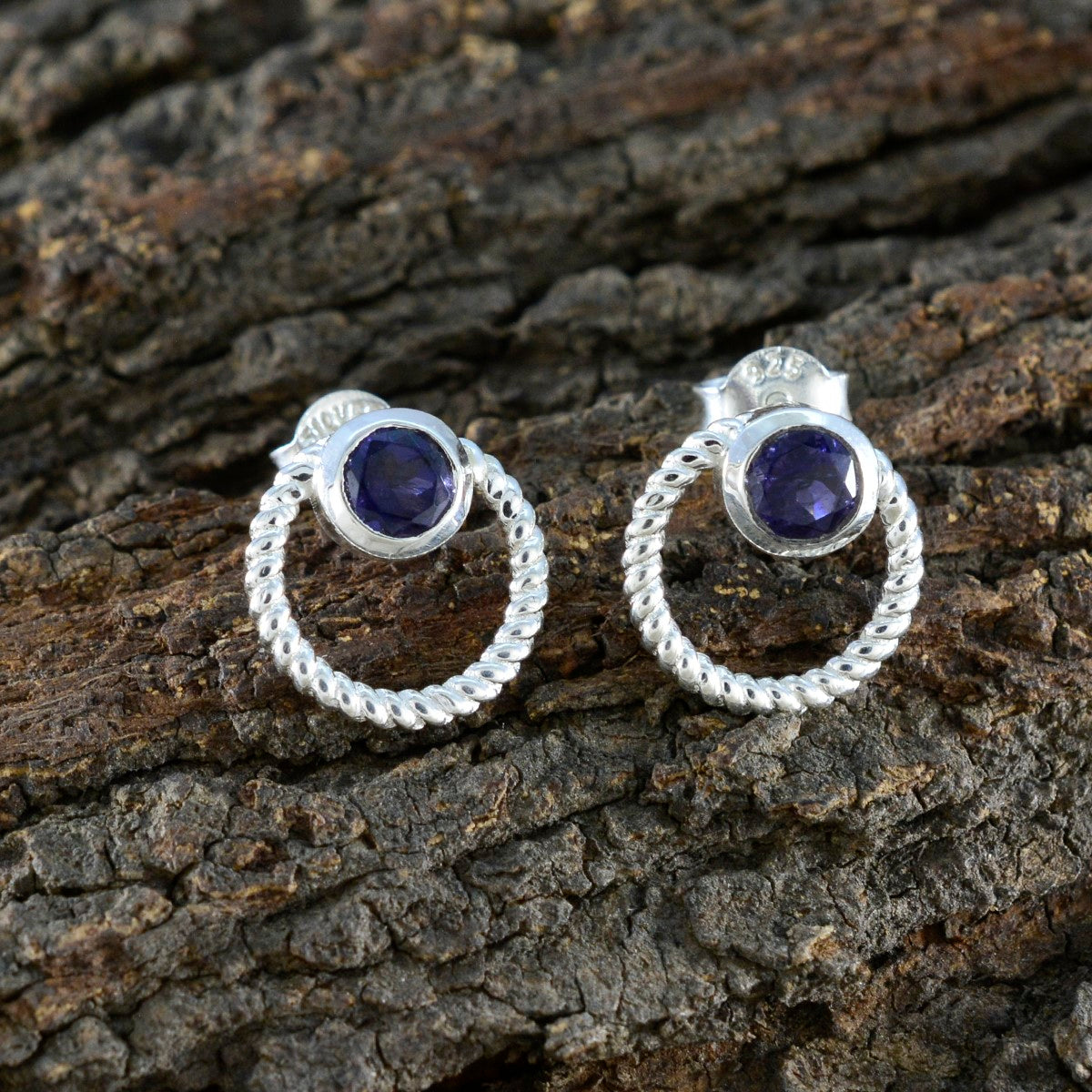 Fernanda Blue Solitaire Stud Earrings for All Occasions