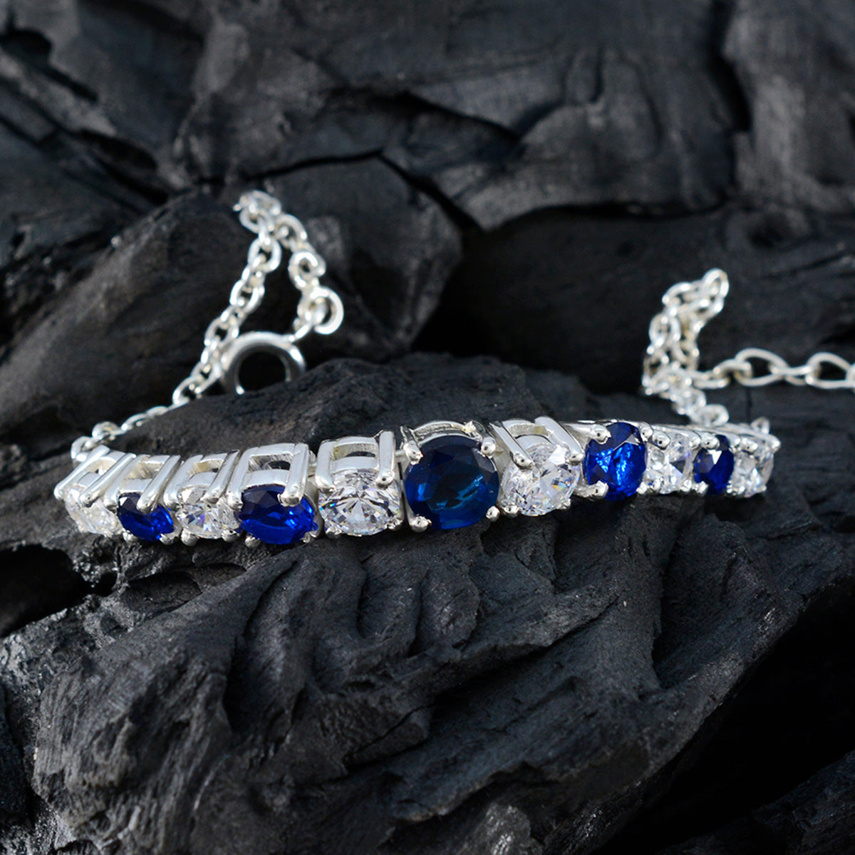 Ines Blue Tennis Bracelet Gift for Glamorous Style